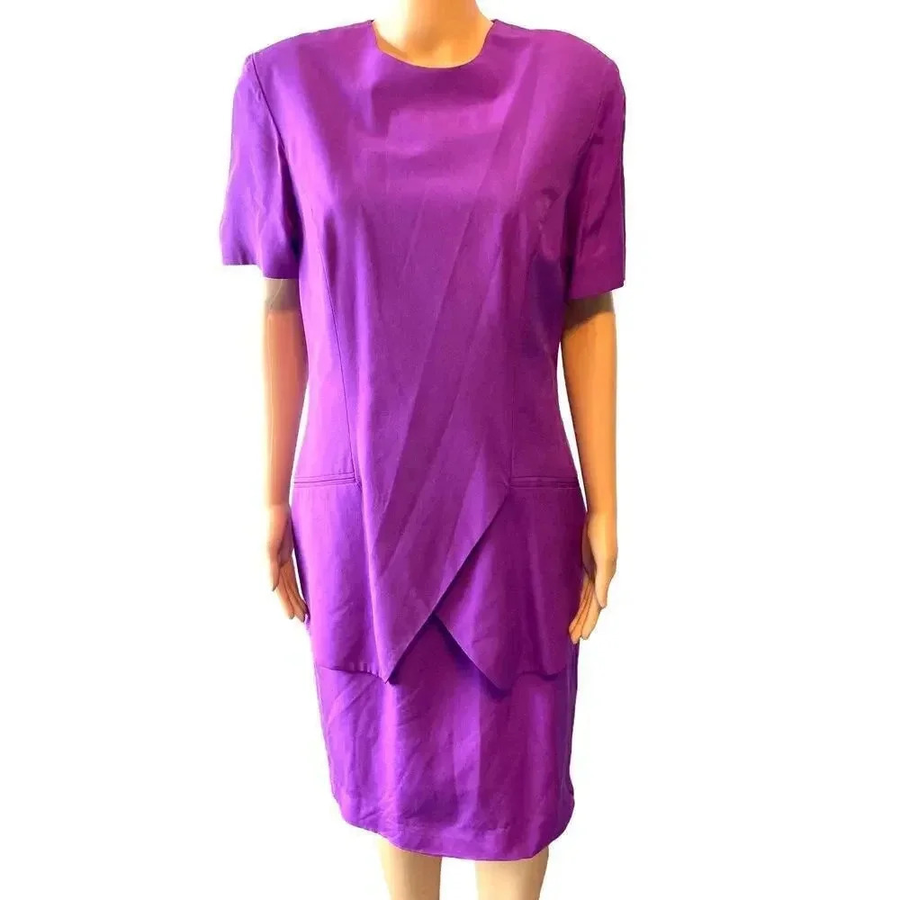 Vintage Y.LE.V 100% Silk Knee Length Dress Women Size 10